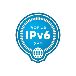 ISOC World IPv6 Day badge: blue
